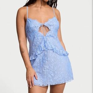 Victoria's Secret Light Blue Lace Chemise